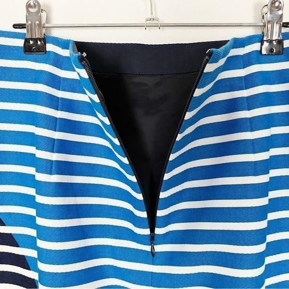 NWT J. CREW A-Line Striped Cotton Skirt Blue and White‎ Lined Size 2. - Picture 6 of 13